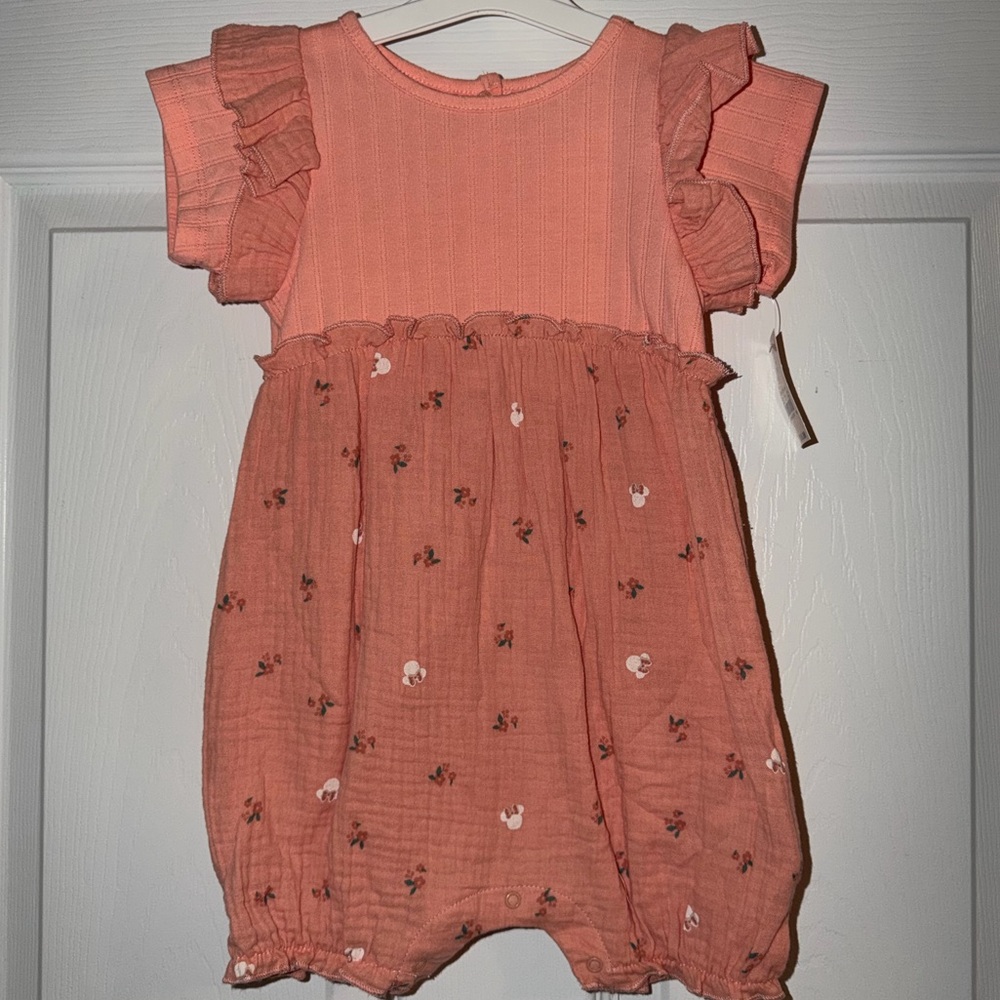 Carter's Coral Ruffle Bodysuit